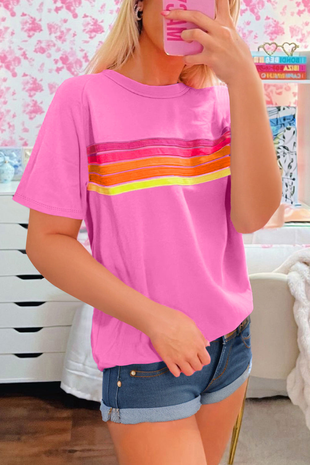 Bonbon Colorful Striped Casual Tee