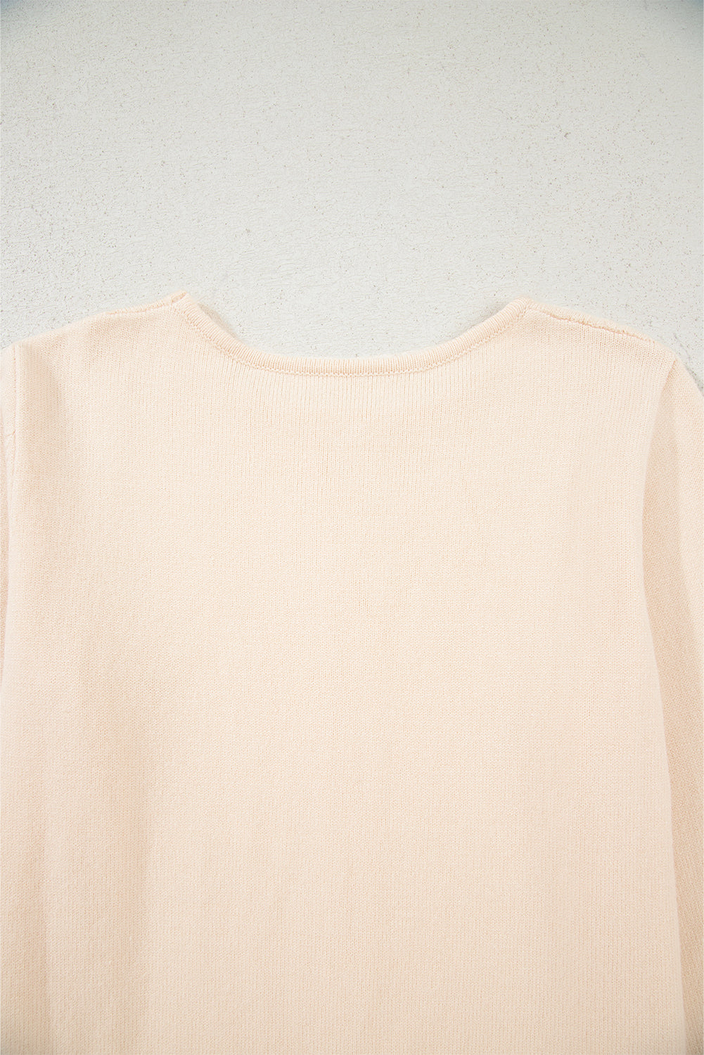 Pull beige en maille patchwork à volants et motif floral bohème