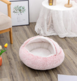 Cama 2 en 1 para perros y gatos, cama de invierno para mascotas, cama redonda de felpa cálida, cama de felpa larga y suave para mascotas, productos para mascotas