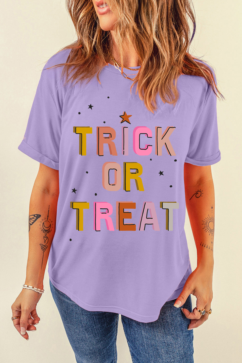Wisteria TRICK OR TREAT Halloween Fashion Graphic T Shirt