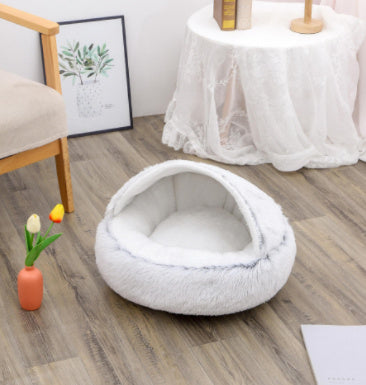 Cama 2 en 1 para perros y gatos, cama de invierno para mascotas, cama redonda de felpa cálida, cama de felpa larga y suave para mascotas, productos para mascotas