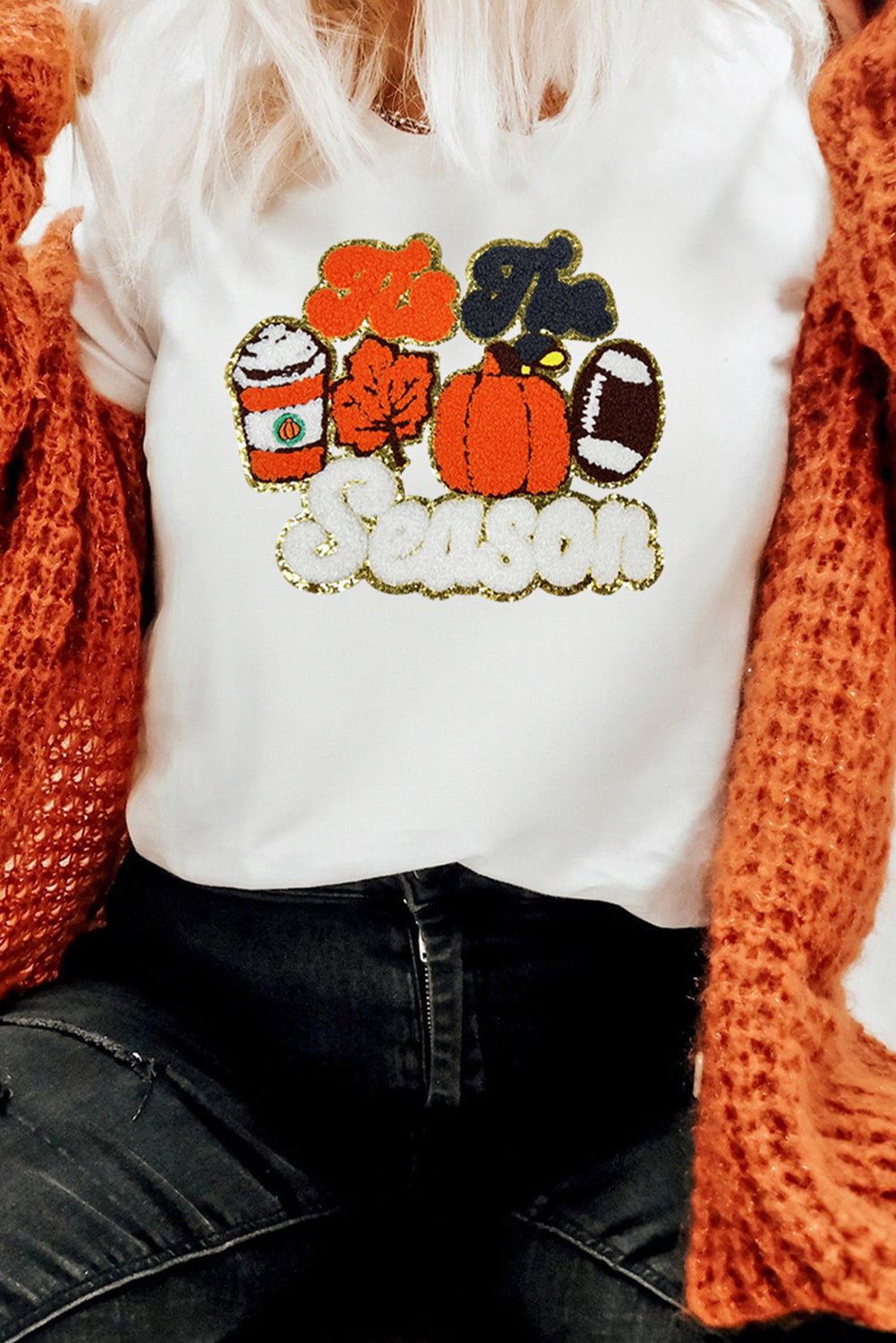 White Iis The Season Pumpkin Spice Graphic Crewneck T Shirt