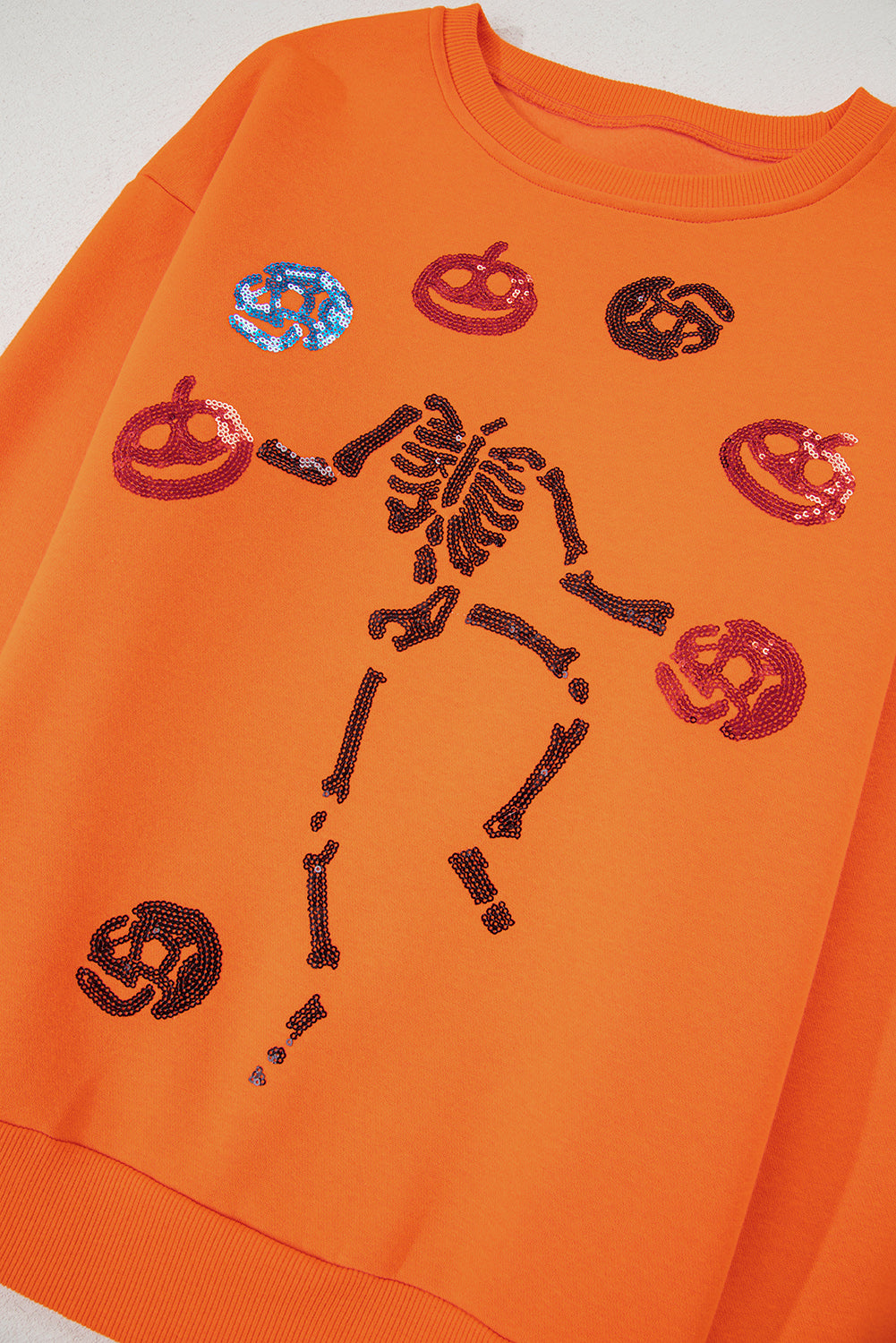 Carrot Dancing Skeleton Sequin Halloween Crewneck Sweatshirt