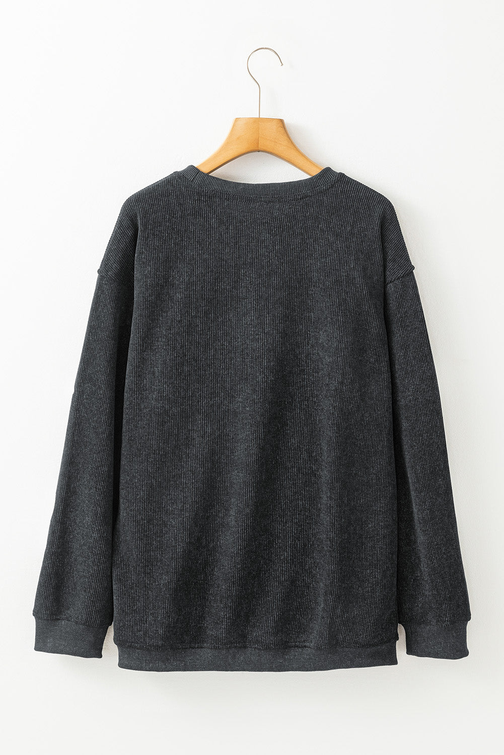 Pink Halloween Ghost Corded Crew Neck Loose Sweatshirt