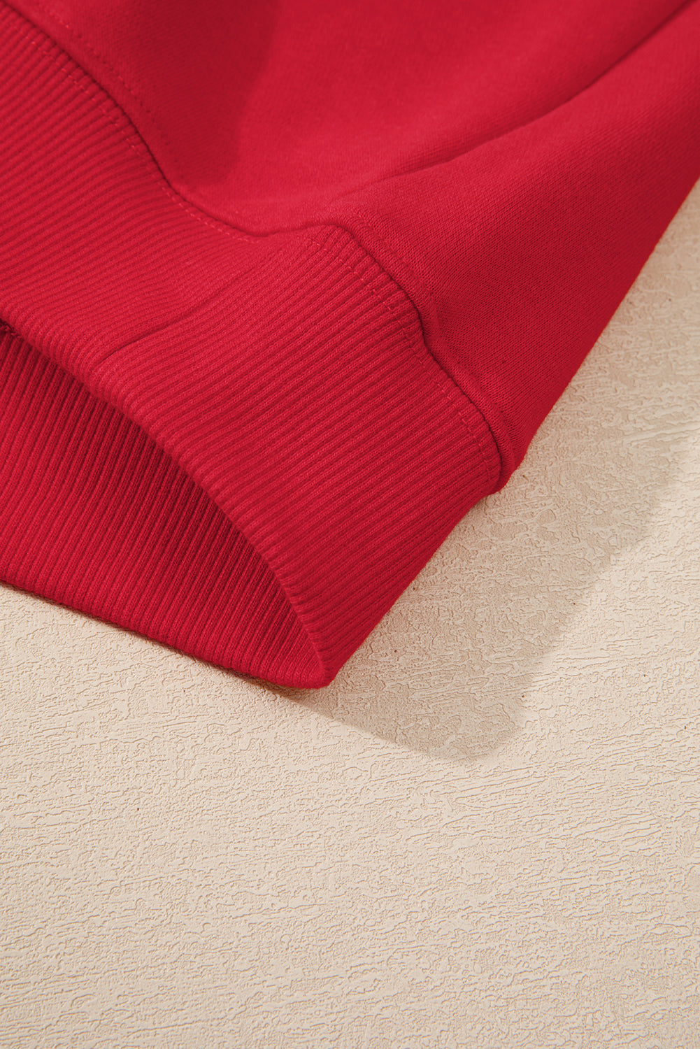 Sweat-shirt rouge course uni à col rond et épaules tombantes, grande taille