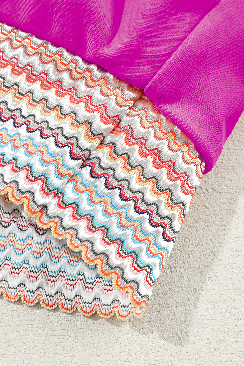 Ensemble bikini taille haute à bretelles spaghetti et patchwork à rayures roses