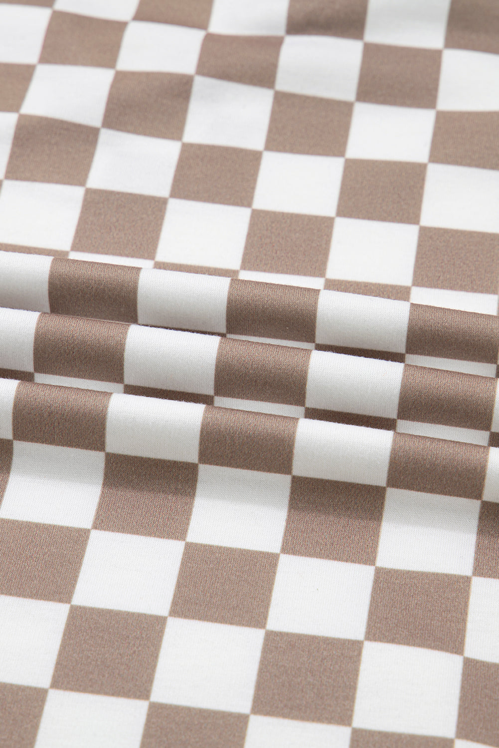 Sudadera con capucha extragrande con cuello anudado y patchwork de cuadros dobles en color caqui