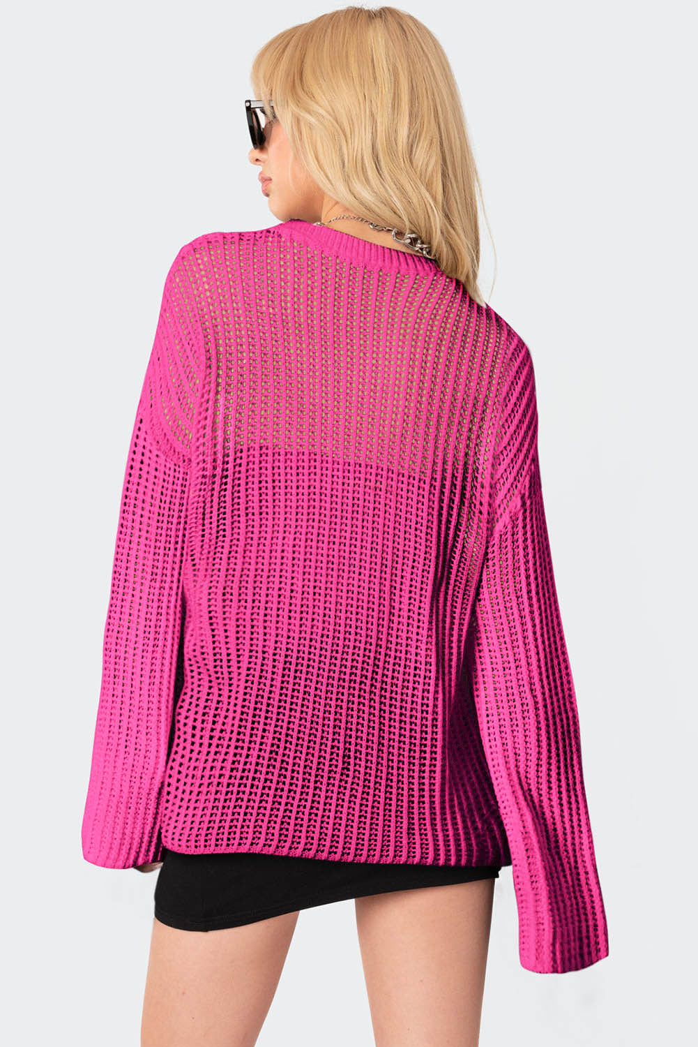 Rose Star Pattern Lightweight Hollow Knit Sweater