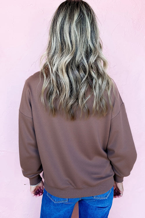 Sweat-shirt à épaules tombantes et motif nœud en tissu éponge kaki foncé