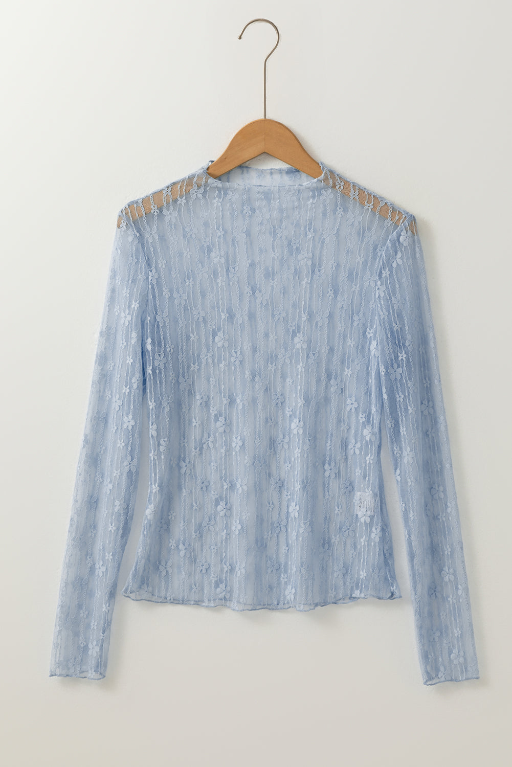Ashleigh Blue Sheer Floral Lace Long Sleeve Slim Fit Top