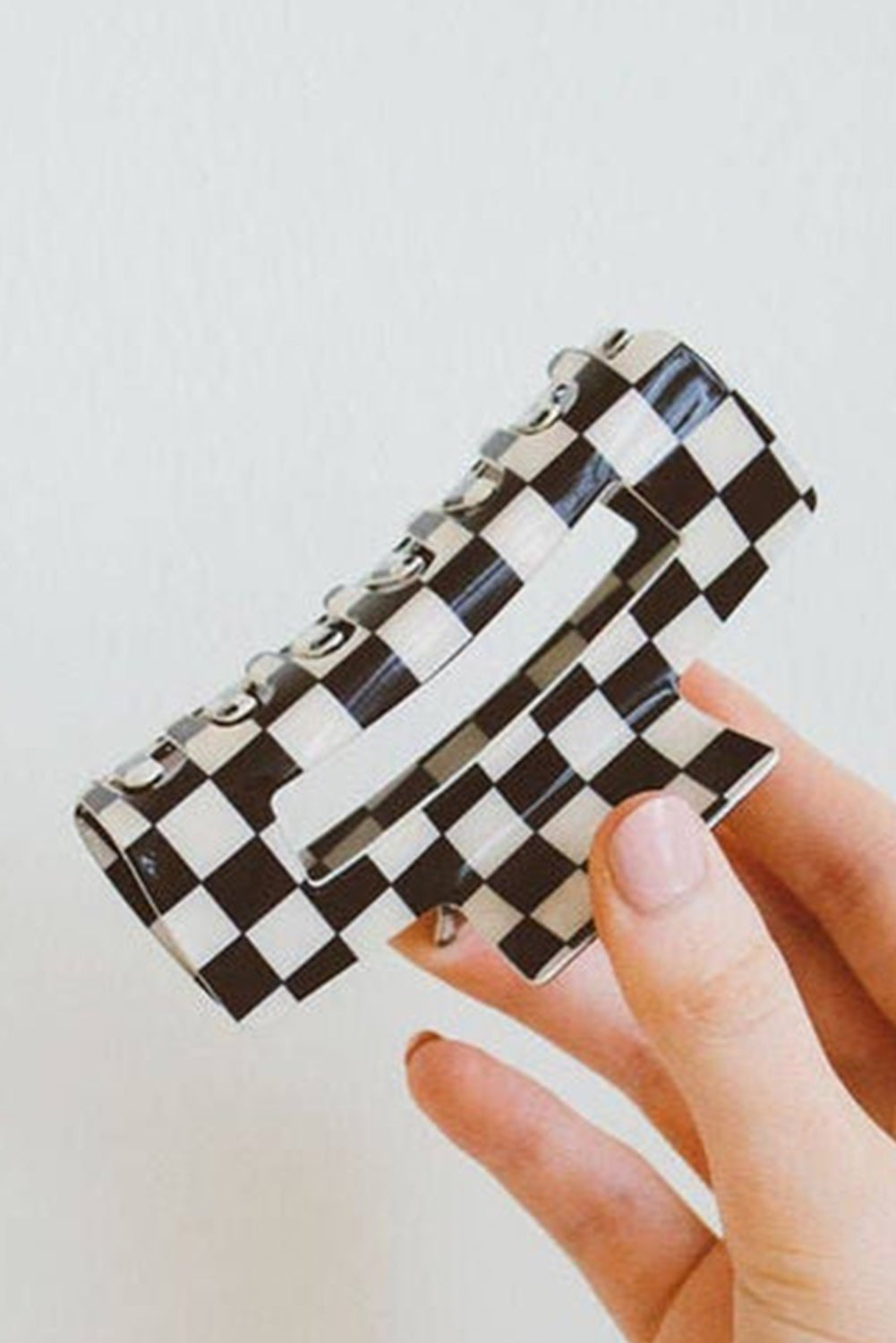 Black Checkered Print Hollow Out Hair Claw