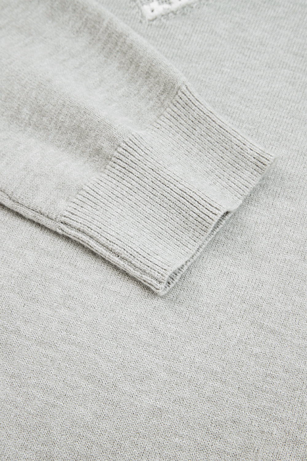 Light Grey Button Keyhole Lace Patchwork Drop Shoulder Sweater