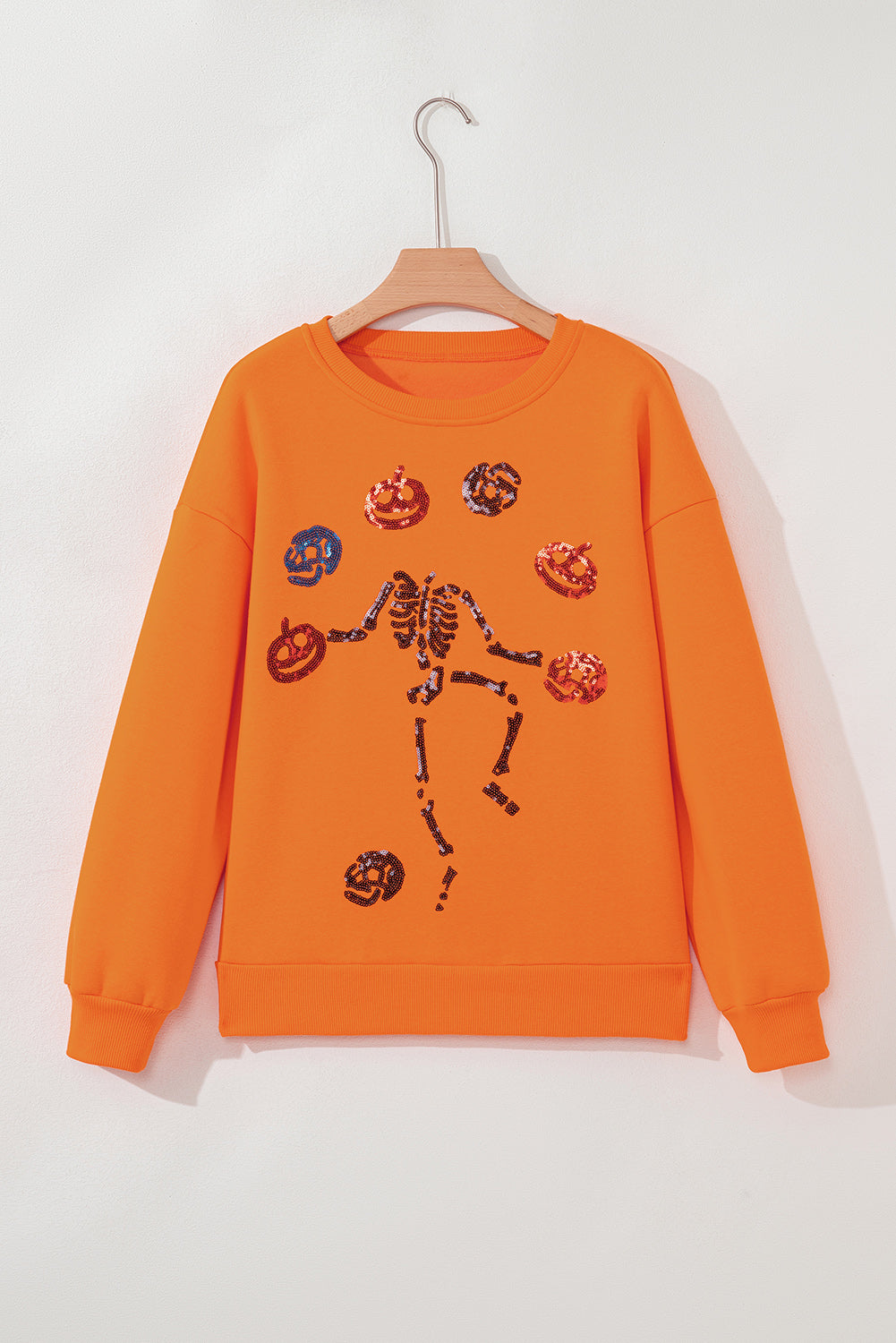 Carrot Dancing Skeleton Sequin Halloween Crewneck Sweatshirt