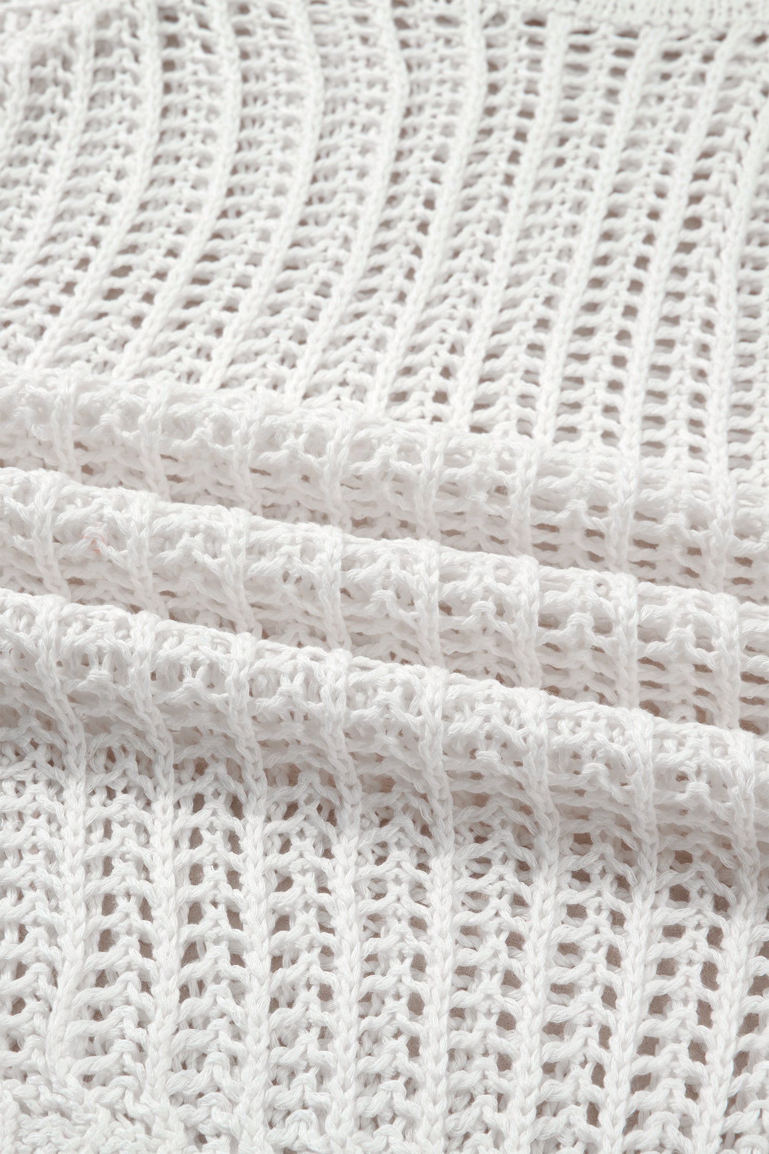 White Plus Size Open Knit Bow Tie Short Sleeve Sweater