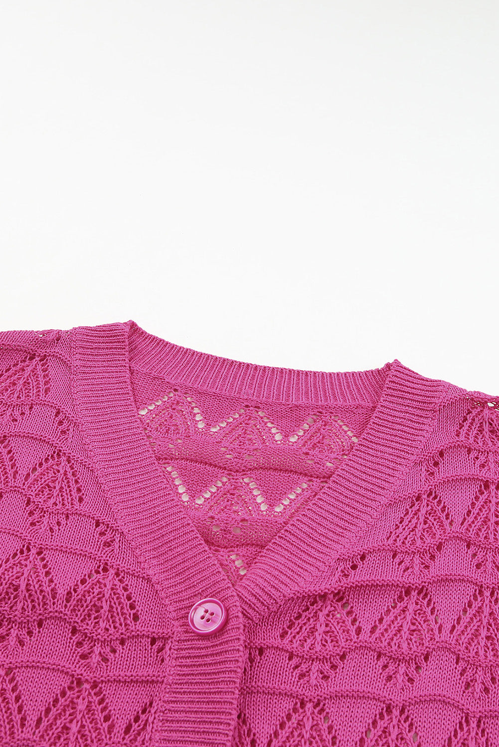 Rose Lightweight Buttoned Front Crochet Cardigan