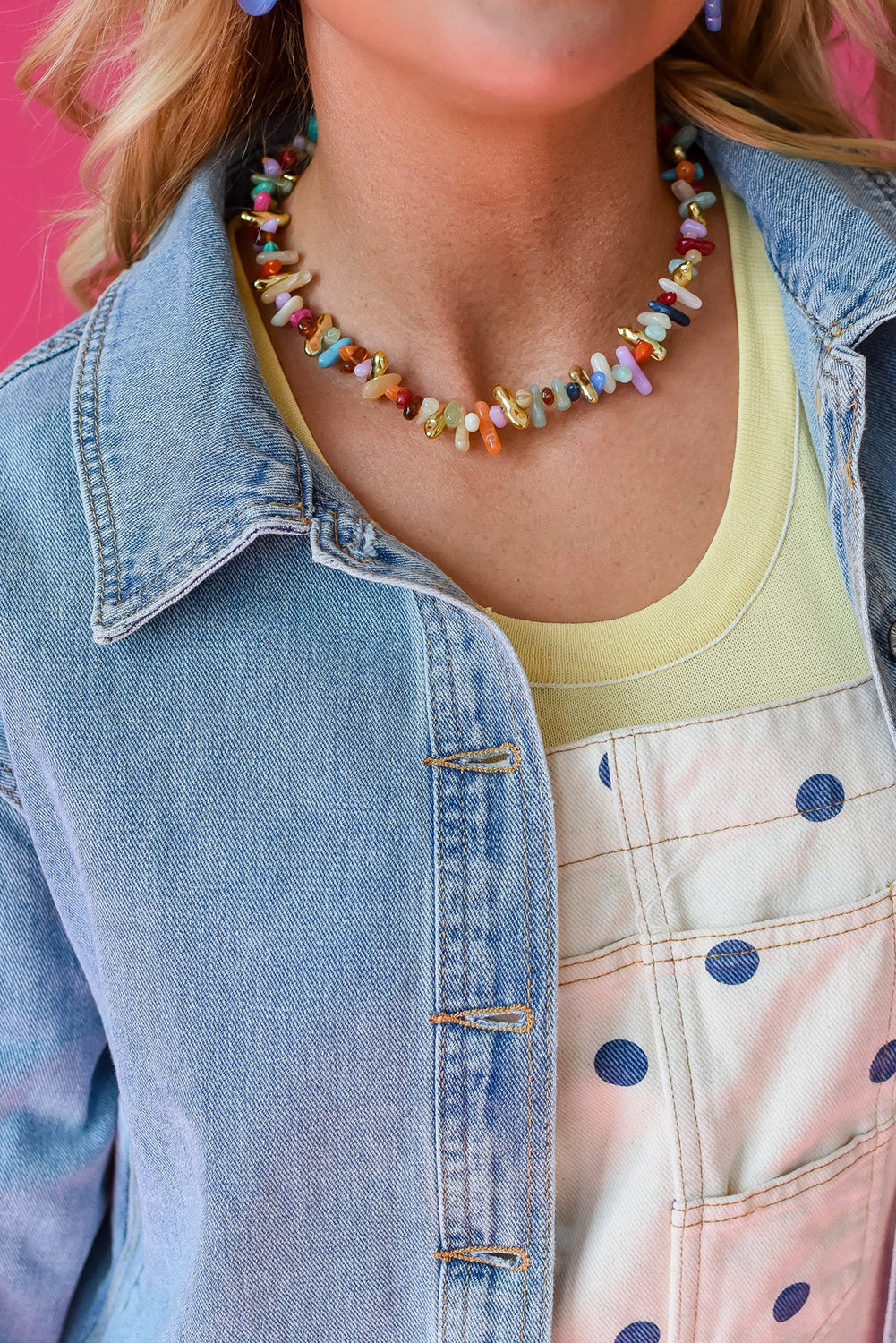 Chaqueta vaquera de lavado claro con dobladillo con cordón ajustable en azul Beau