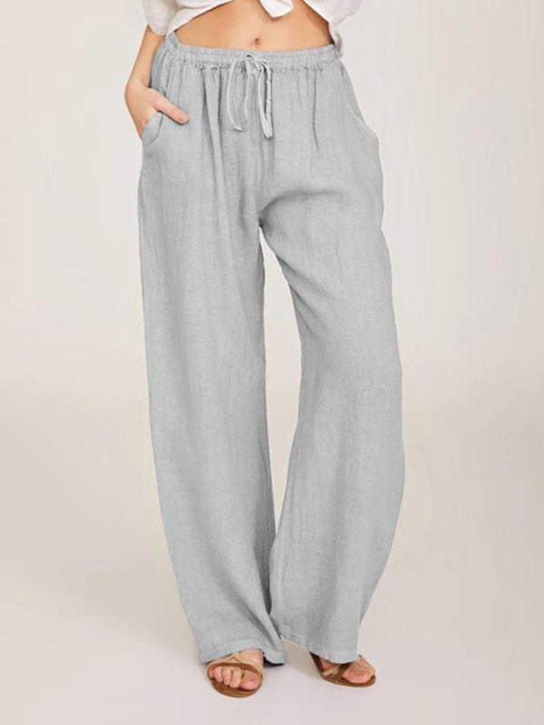 Solid Leisure Knit Lounge Bottoms with Slant Pockets