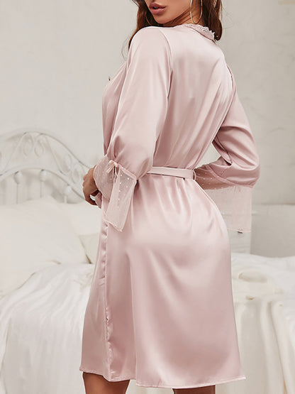 Elegant Lace Trimmed Women's Loungewear Robe