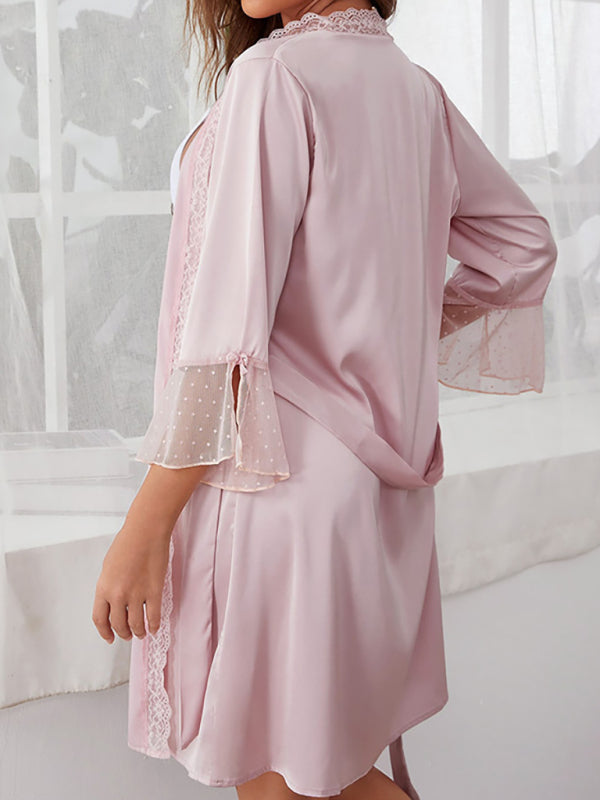 Elegant Lace Trimmed Women's Loungewear Robe