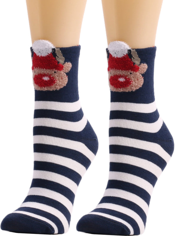 Festive Stripe Santa Christmas Socks