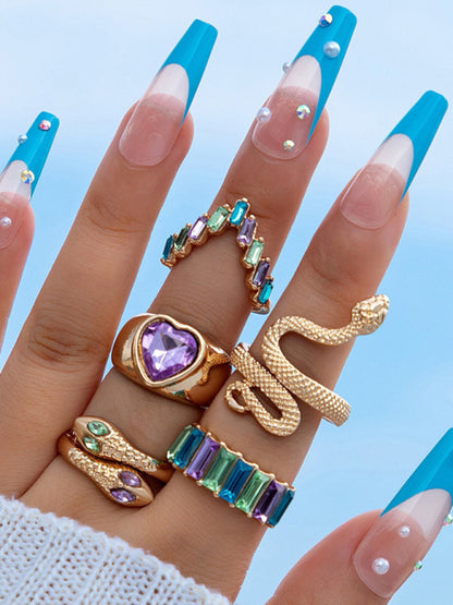 Popular jewelry ring jewelry snake-shaped love ins style five-piece ring female