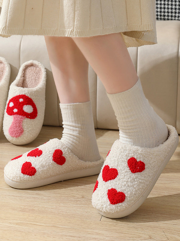 Christmas Valentine's Day Love Cotton Slippers Indoor Home Plush Warm Slippers