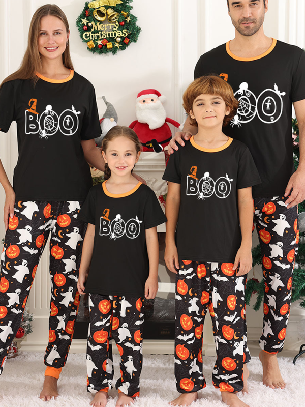 Halloween Christmas parent-child loungewear separates set two-piece pajamas short sleeves and long pants