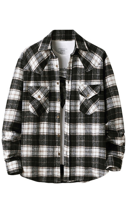 Men's Plaid Woven Leisure Lapel Shirt