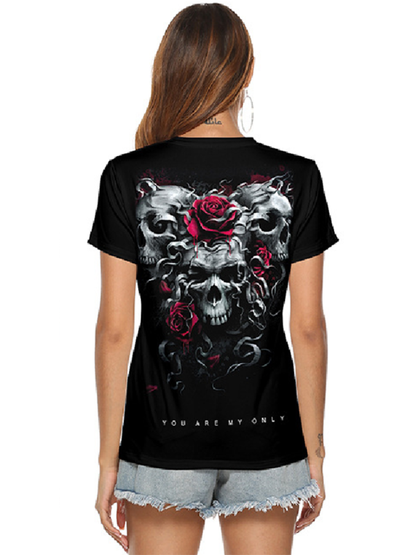 Skeleton Hand Print V-Neck Women's T-shirt