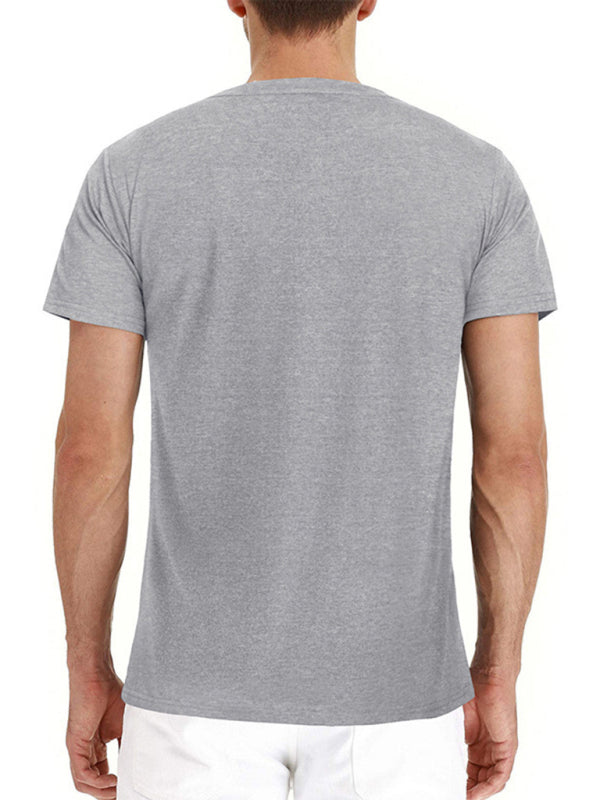 T-shirt décontracté en coton à col Henley pour homme 