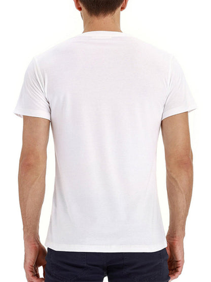 T-shirt décontracté en coton à col Henley pour homme 