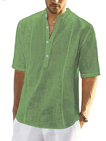 New Arrival Men's Comfortable Casual Linen Shirt With Long Sleeves