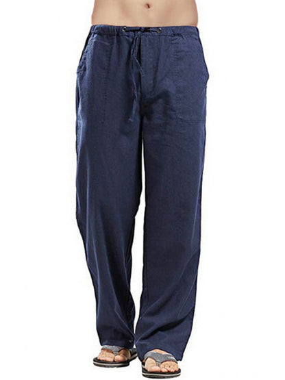 Men's woven all-match linen casual trousers