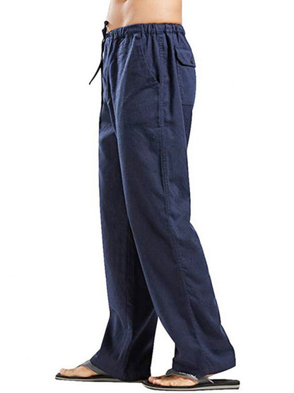 Men's woven all-match linen casual trousers