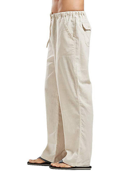 Men's woven all-match linen casual trousers