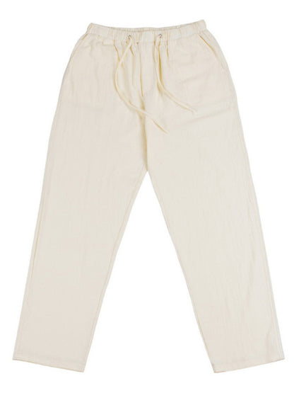 Men's woven all-match linen casual trousers