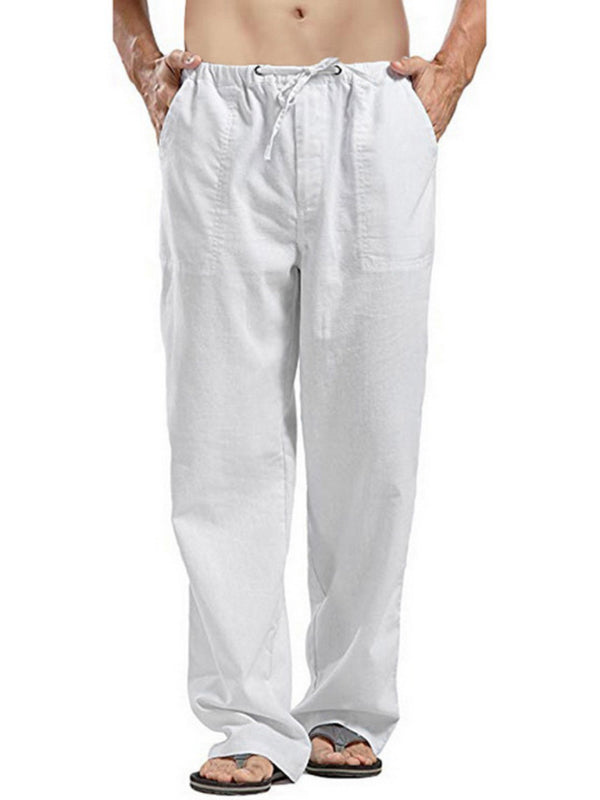 Men's woven all-match linen casual trousers