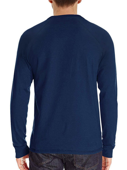 Men Casual Button Henley Long Sleeve