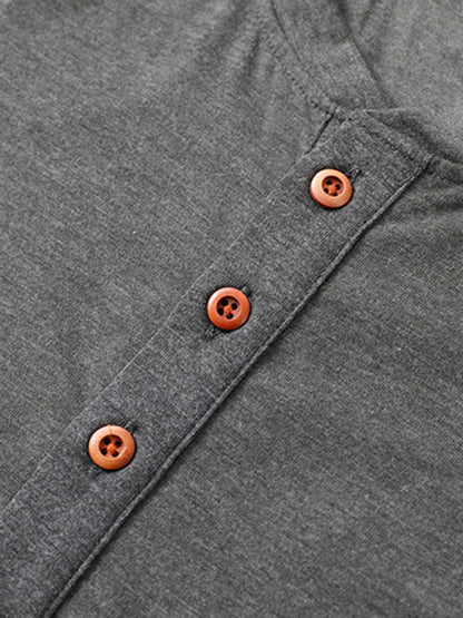 Men Casual Button Henley Long Sleeve