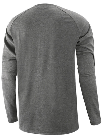 Men Casual Button Henley Long Sleeve