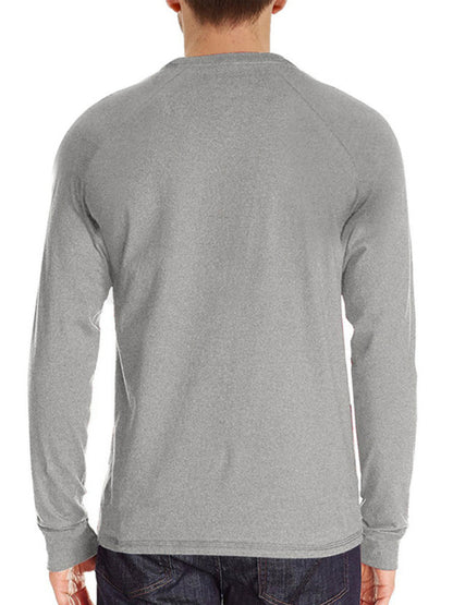 Men Casual Button Henley Long Sleeve