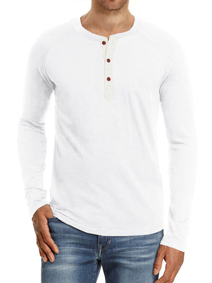 Men Casual Button Henley Long Sleeve