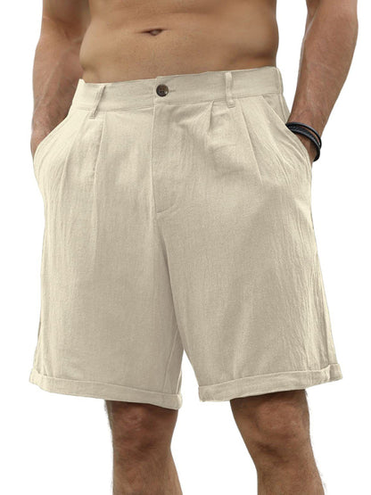 Men's new casual beach shorts with buttons and elastic waist