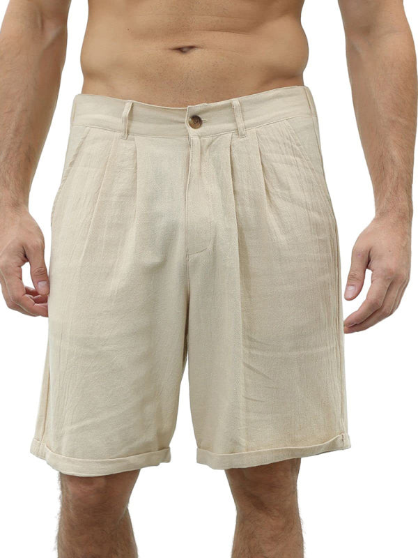 Men's new casual beach shorts with buttons and elastic waist