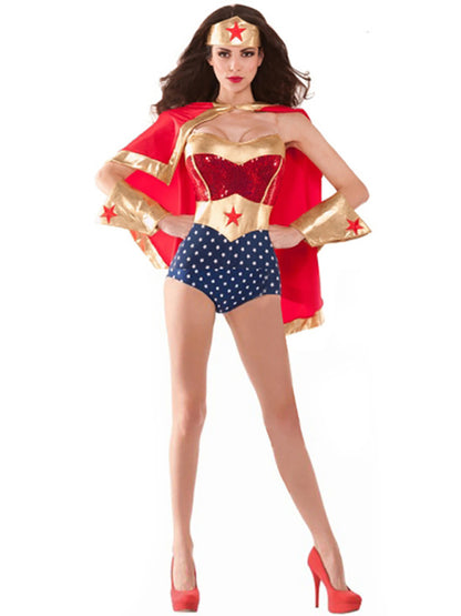 Costume de supergirl avec cape d'Halloween pour femme 