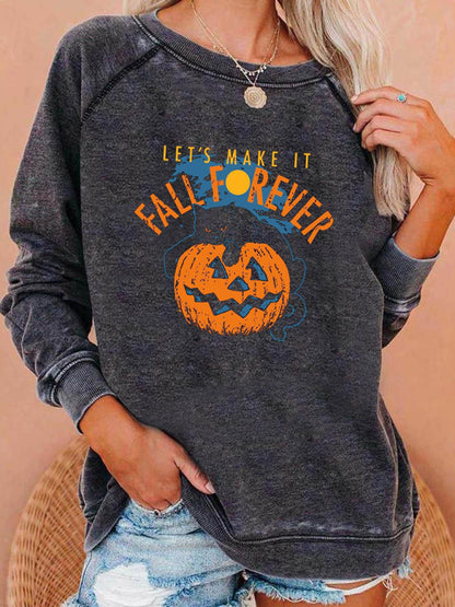 Women Halloween Pumpkin Print Raglan Hoodie