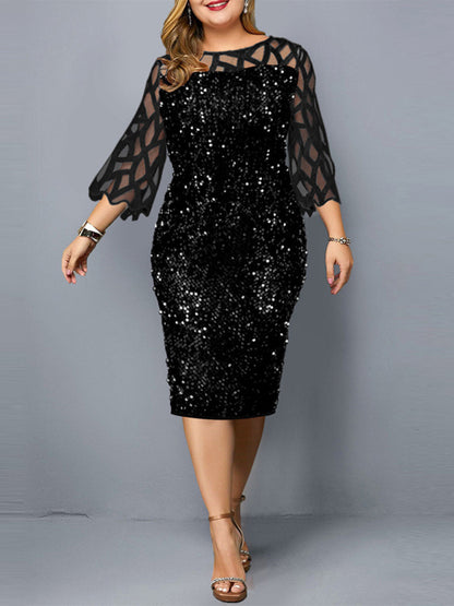 Women's Personalized Sequin Design Plus Size Dress