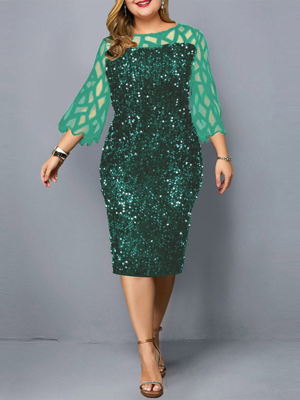 Women's Personalized Sequin Design Plus Size Dress