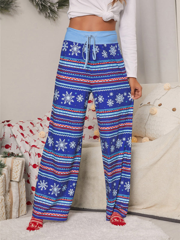 Women Festival Pattern Knit Polyester Pants