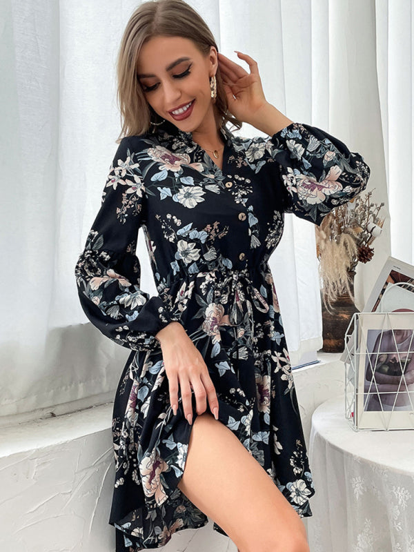 Women's Floral Print Long Sleeve Dress